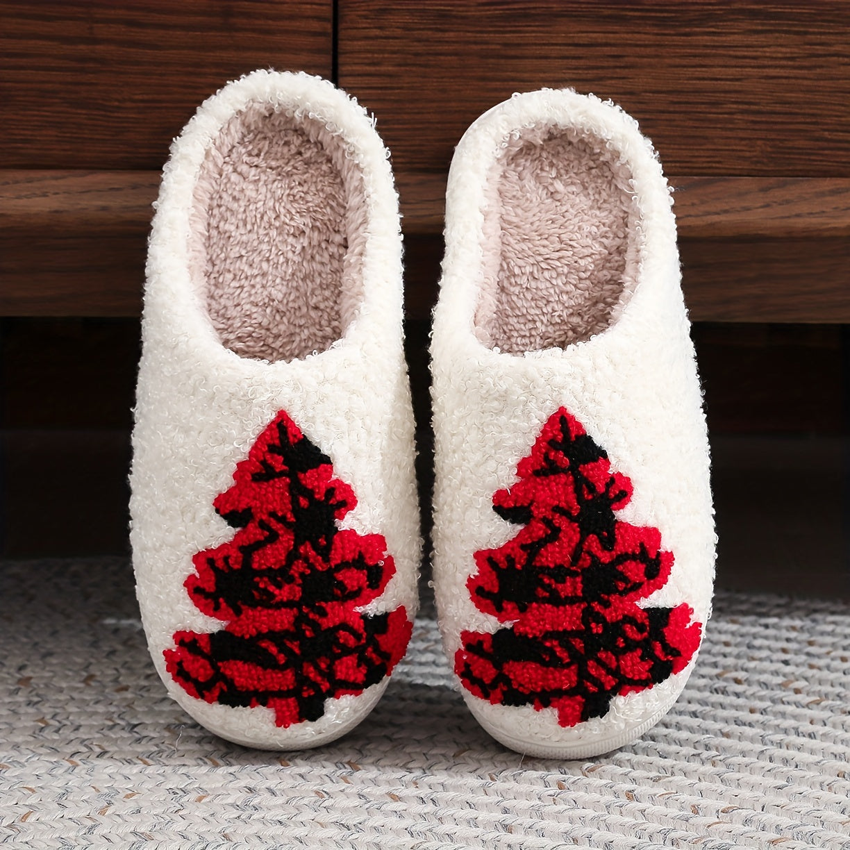 Christmas Tree Pattern Fuzzy Slippers DR6521 Furdela