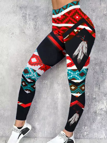 Ethnic Tight Cotton-Blend Casual Leggings BB51