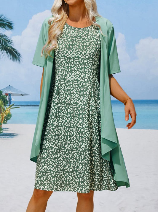 Vacation Loose Crew Neck Floral Two-Piece Set  QF85