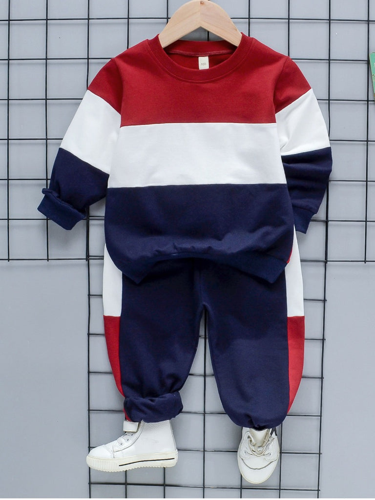 Unisex Kid Color lump Patchwork Pants Set BO1146