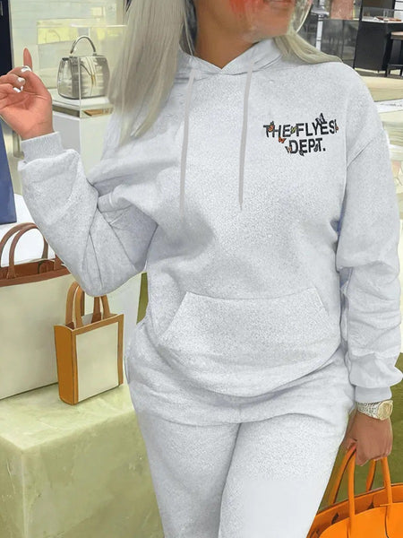 Butterfly Letter Print Kangaroo Pocket Hoodie AT904