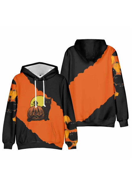 Figure Print Patchwork Kangaroo Pocket Hoodie AC2071