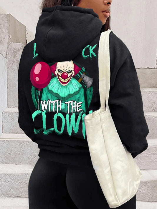 Figure Letter Print Kangaroo Pocket Hoodie BO214