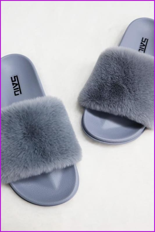 Fashion Fur Flat Slippers F810 - Furdela