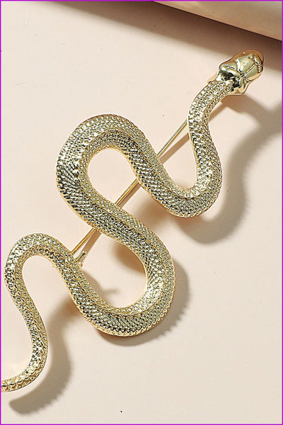 Fashion geometric snake-shaped alloy brooch F3468 - Furdela Wholesale