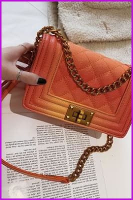 Fashion Gradient Chain Leather Cross Body Bag F106 - Furdela