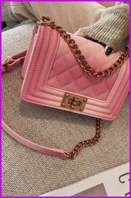 Fashion Gradient Chain Leather Cross Body Bag F106 - Furdela