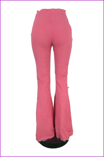 Fashion Hole Pink Flare Pants For WomenDE951 - Furdela