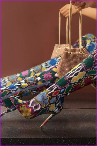 Fashion Multicolor Pointed Toe Over The Knee Boots - Furdela