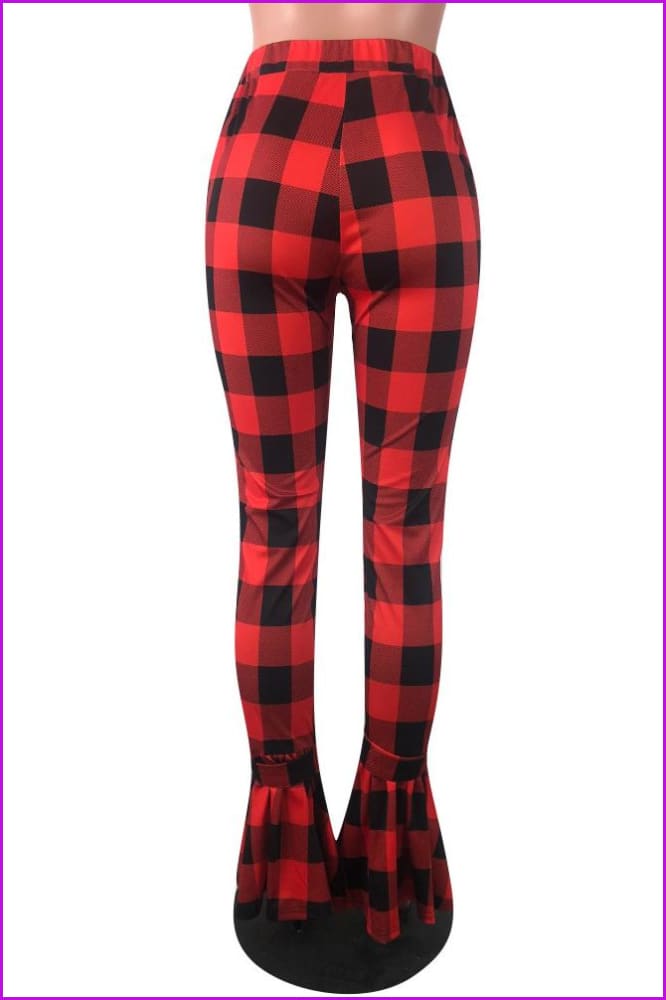 Fashion Plaid Or Striped High Waist Flare PantsDE965 - Furdela