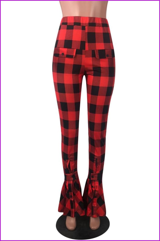 Fashion Plaid Or Striped High Waist Flare PantsDE965 - Furdela