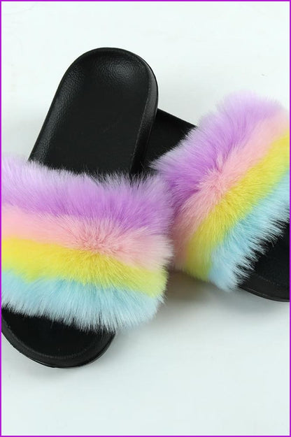 Faux Fake Fur Slides #3 & Candy Bag Set C - Furdela