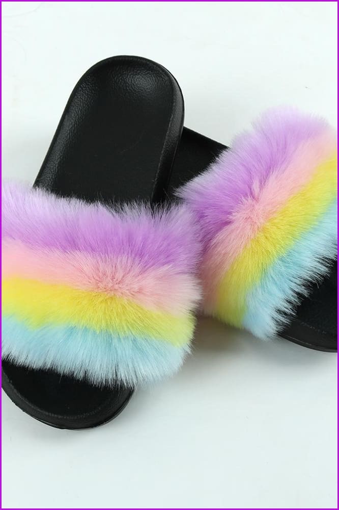 Faux Fake Fur Slides #3 & Candy Bag Set G - Furdela