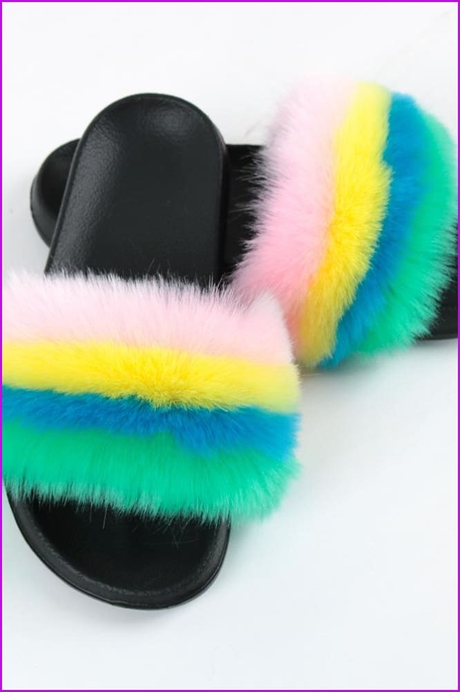 Faux Fake Fur Slides #5 & Candy Bag Set F - Furdela