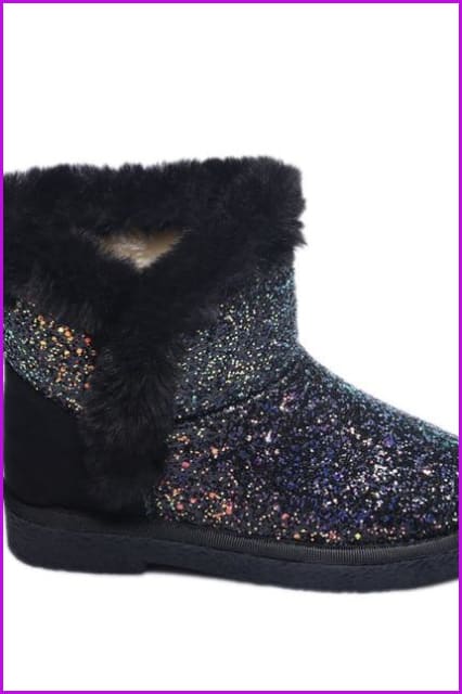 Faux Fur Fashion Glitter Bling Snow Boots DF059 - Furdela Wholesale