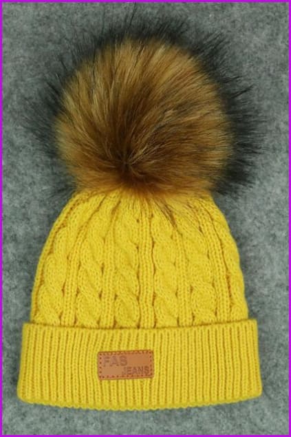 Faux Fur kids pompom hat F349 - Furdela