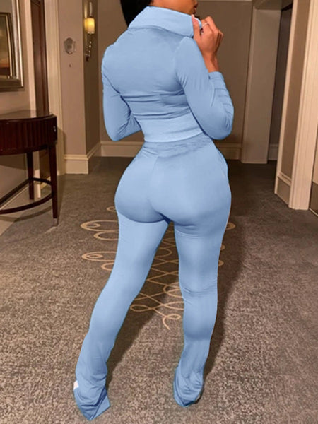 BASICS Pocket Zipper Design Skinny Pants Set AT8016