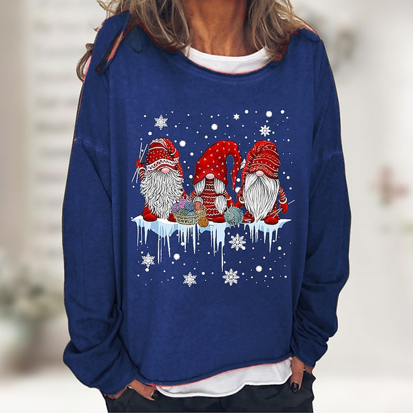 Women's Sweatshirt Pullover Active Streetwear Green Black Blue Graphic Snowflake Gnome Loose Fit Christmas Round Neck Long Sleeve S M L XL XXL 3XL PC119