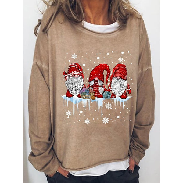Women's Sweatshirt Pullover Active Streetwear Green Black Blue Graphic Snowflake Gnome Loose Fit Christmas Round Neck Long Sleeve S M L XL XXL 3XL PC119