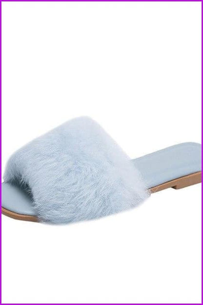 Flat Ladies Fur Slippers - Furdela