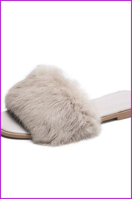 Flat Ladies Fur Slippers - Furdela