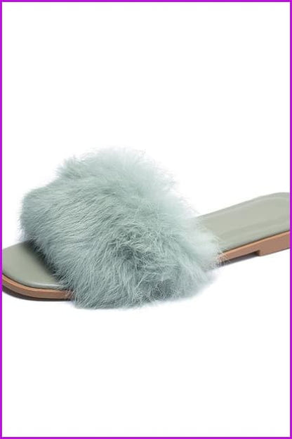 Flat Ladies Fur Slippers - Furdela