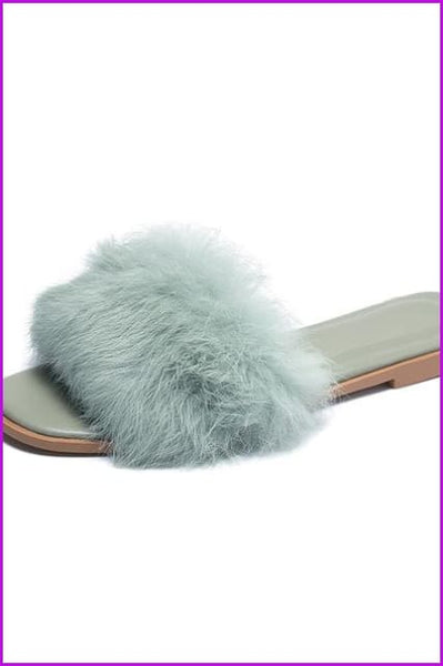 Flat Ladies Fur Slippers - Furdela