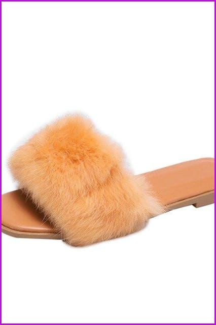 Flat Ladies Fur Slippers - Furdela