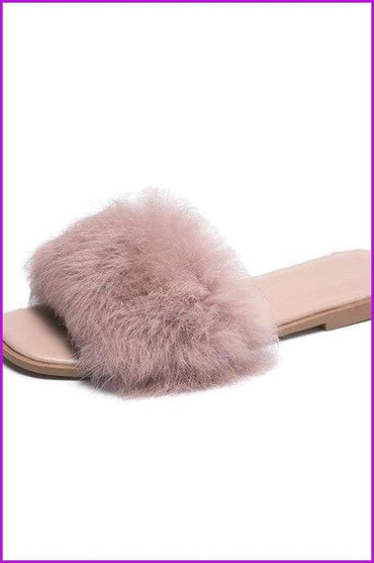 Flat Ladies Fur Slippers - Furdela