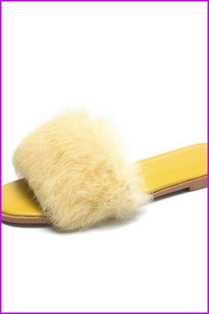 Flat Ladies Fur Slippers - Furdela