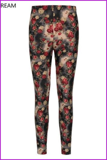 Flowers Printed Ankle-Length Elasticity Pant DE109 - Furdela