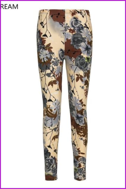 Flowers Printed Ankle-Length Elasticity Pant DE109 - Furdela