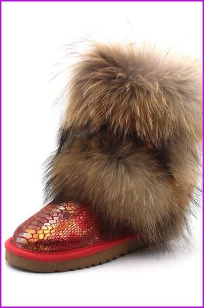 Fox Fur Mid-calf Warm Boots F028 - Furdela Wholesale