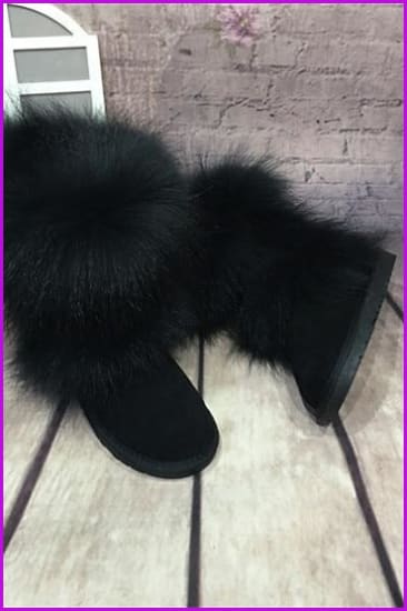 Fox Fur Mid-calf Warm Boots F028 - Furdela Wholesale