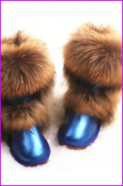 Fox Fur Mid-calf Warm Boots F028 - Furdela Wholesale