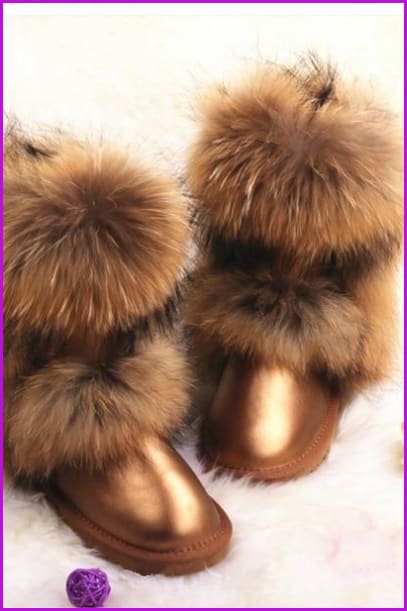 Fox Fur Mid-calf Warm Boots F028 - Furdela Wholesale