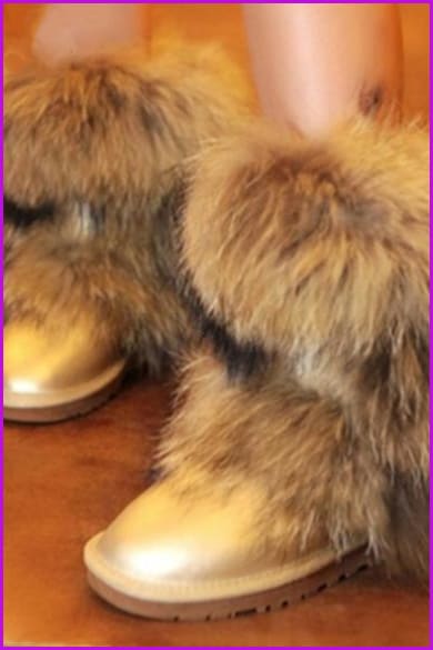 Fox Fur Mid-calf Warm Boots F028 - Furdela Wholesale