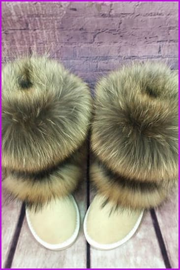 Fox Fur Mid-calf Warm Boots F028 - Furdela Wholesale