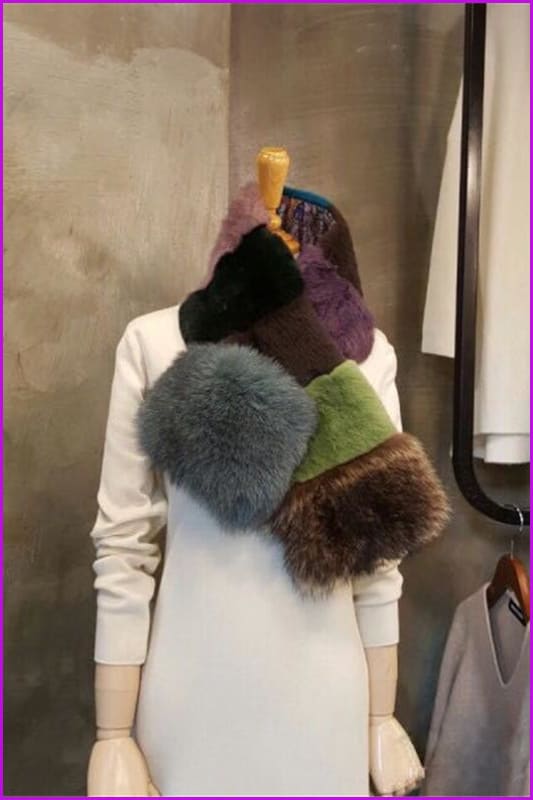 Fox Rabbit Mixed Fur Fluffy Scarf - Furdela