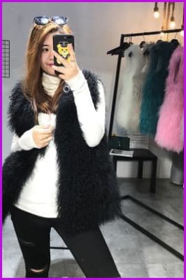 Fur Mongolia Sheep Fur Gilet 60CM O362 - Furdela