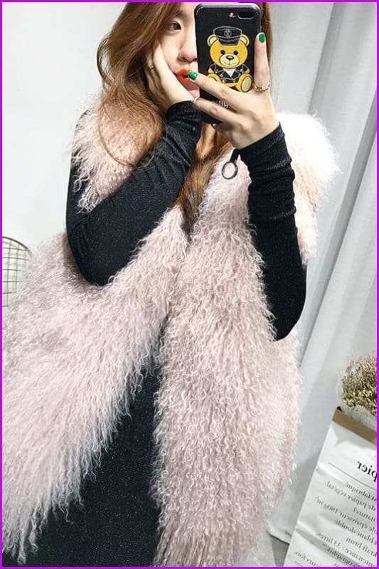 Fur Mongolia Sheep Fur Gilet 60CM O362 - Furdela