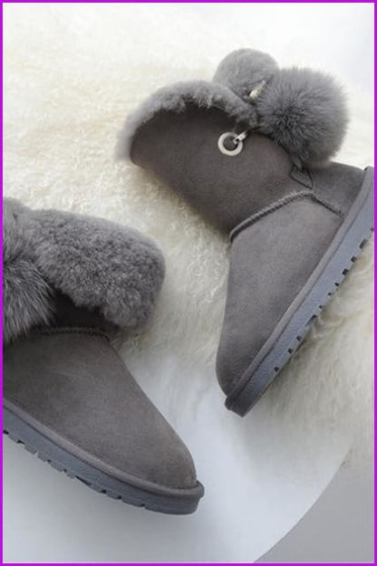 Genuine Sheepskin Leather Snow Boots DF085 - Furdela