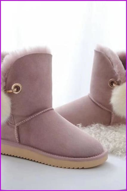 Genuine Sheepskin Leather Snow Boots DF085 - Furdela