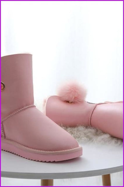 Genuine Sheepskin Leather Snow Boots DF085 - Furdela