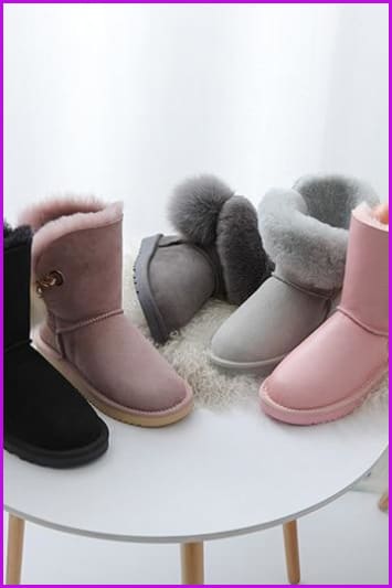 Genuine Sheepskin Leather Snow Boots DF085 - Furdela