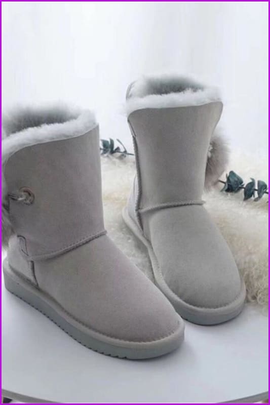 Genuine Sheepskin Leather Snow Boots DF085 - Furdela