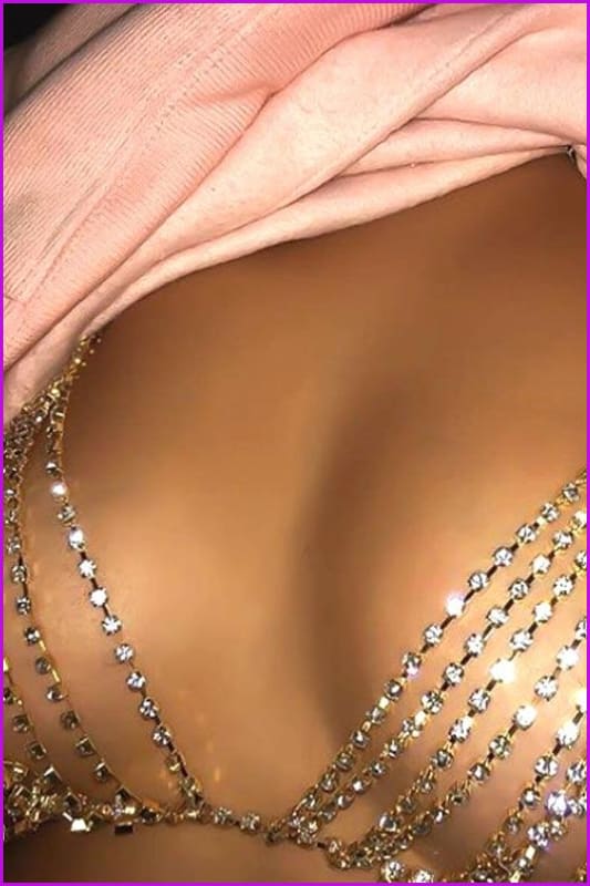 Gold Bling Rhinestone Bra - Furdela