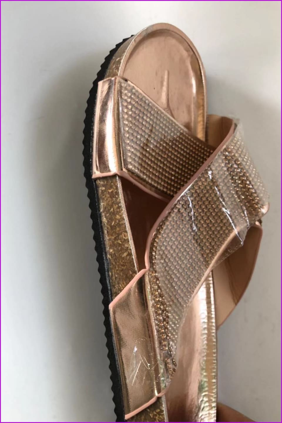 Gold/Silver Blingbling Diamond Flat Sandals F169 - Furdela