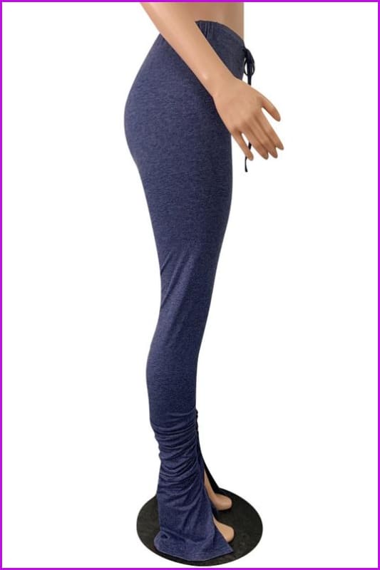 Gradient Color Ruched Split Casual Stacked Legging F1023 - Furdela