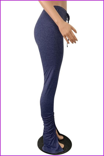 Gradient Color Ruched Split Casual Stacked Legging F1023 - Furdela